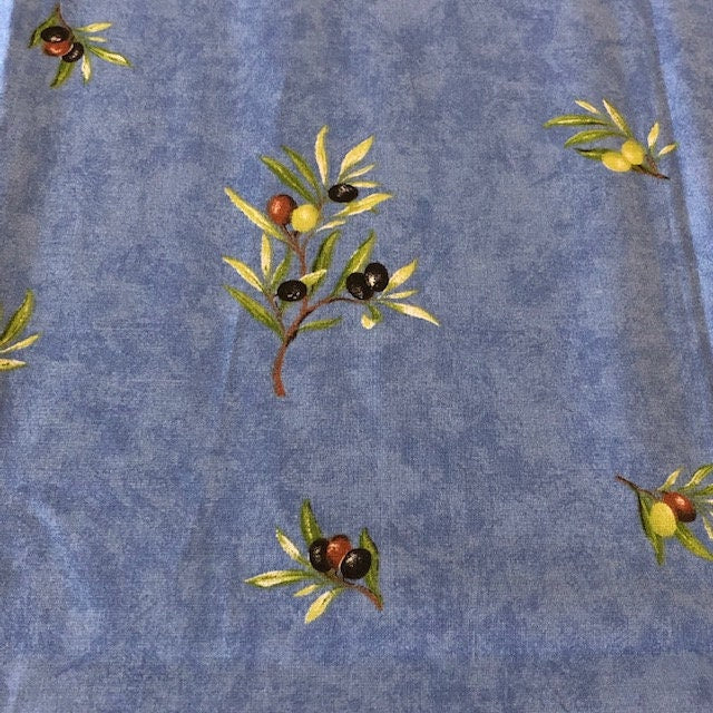 Rectangular 47", 78", 98", 118" coated or cotton Provence tablecloth from France "Clos des OIiviers" Blue All Over