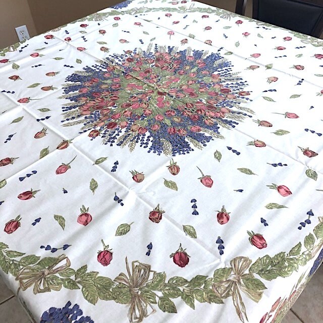 Square 69" coated French Provence tablecloth rose lavender pattern