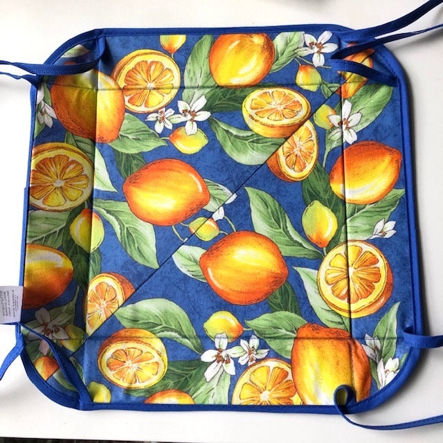 Provence French basket coated cotton kitchen decor table accessories blue with lemon