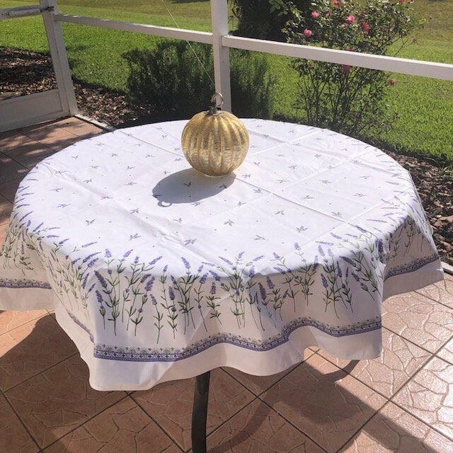Round Tablecloth 70" Coated French Provence Lavender Pattern