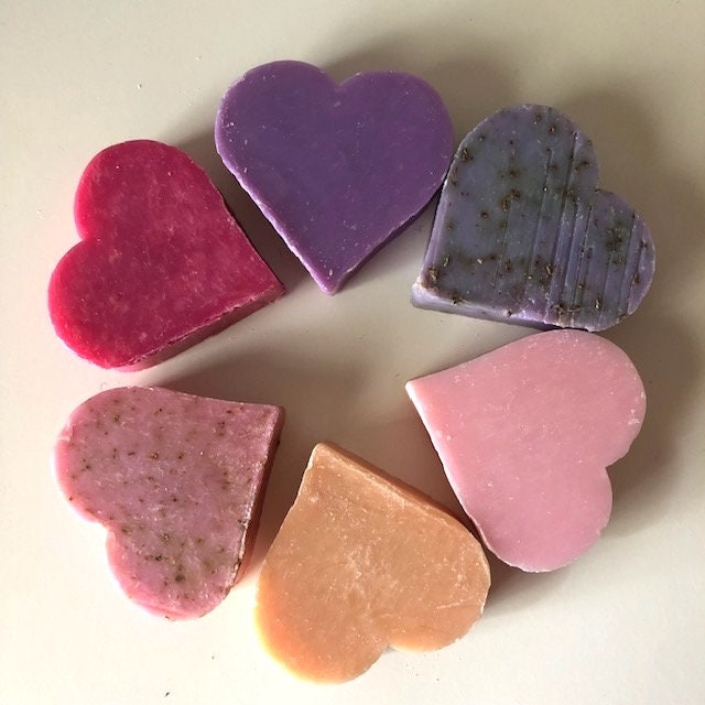 Heart Soaps of Marseille: Rose, Lavender, Jasmine, Crushed Lavender, Made in France