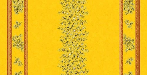 Tablecloth Rectangular 78", 98", 118", 137" coated or cotton Provence France tablecloth "Clos des Oliviers" yellow double border