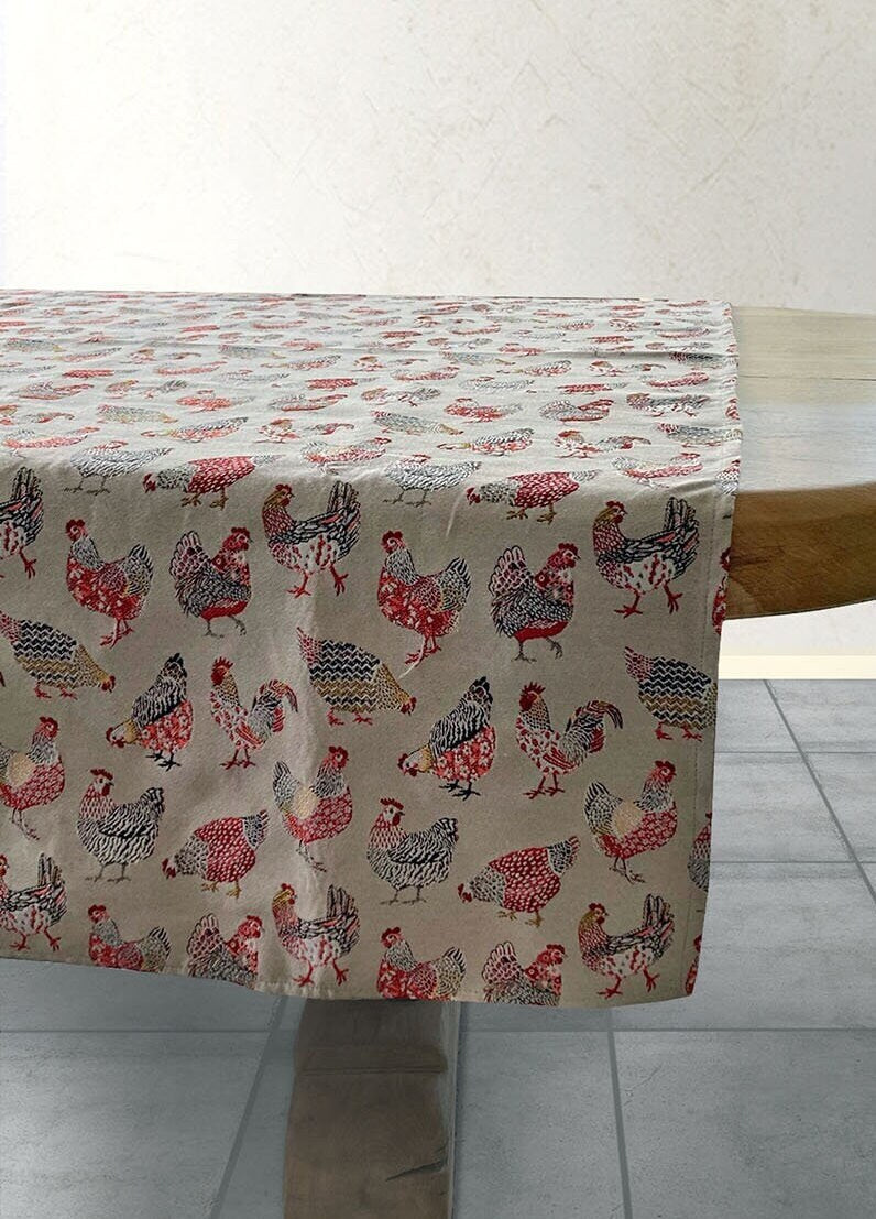 Provence table runner roosters pattern from France