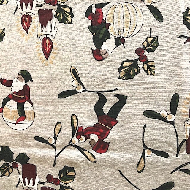 Rectangular 78", 98", 118" cotton Provence France tablecloth for Christmas with Elf pattern
