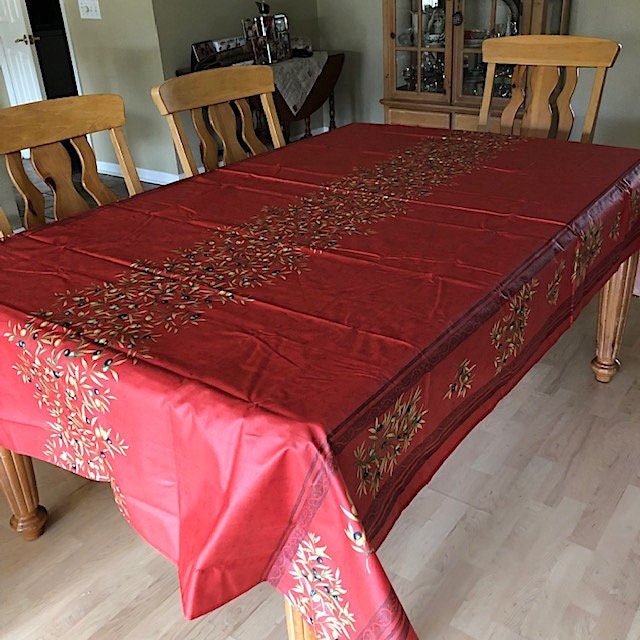 Rectangular 47", 78", 98", 118" coated cotton Provence France tablecloth red