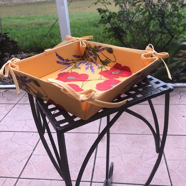 France Provence basket coated cotton kitchen decor table accessories poppies yellow background