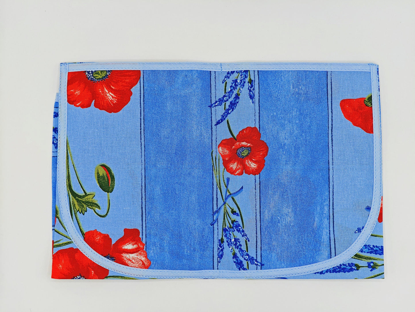 Provence kitchen Apron cotton Poppy background blue with pocket from France