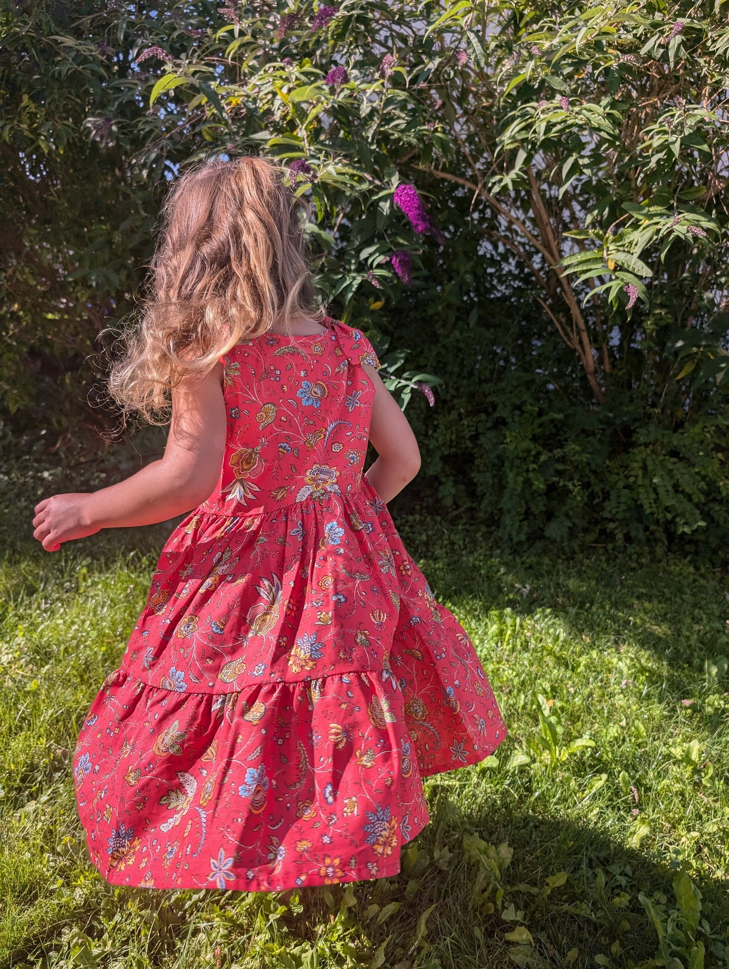 Colorful French Sundress Cotton Girls Made in France Kid Size Flower Festival Blue Orange Red