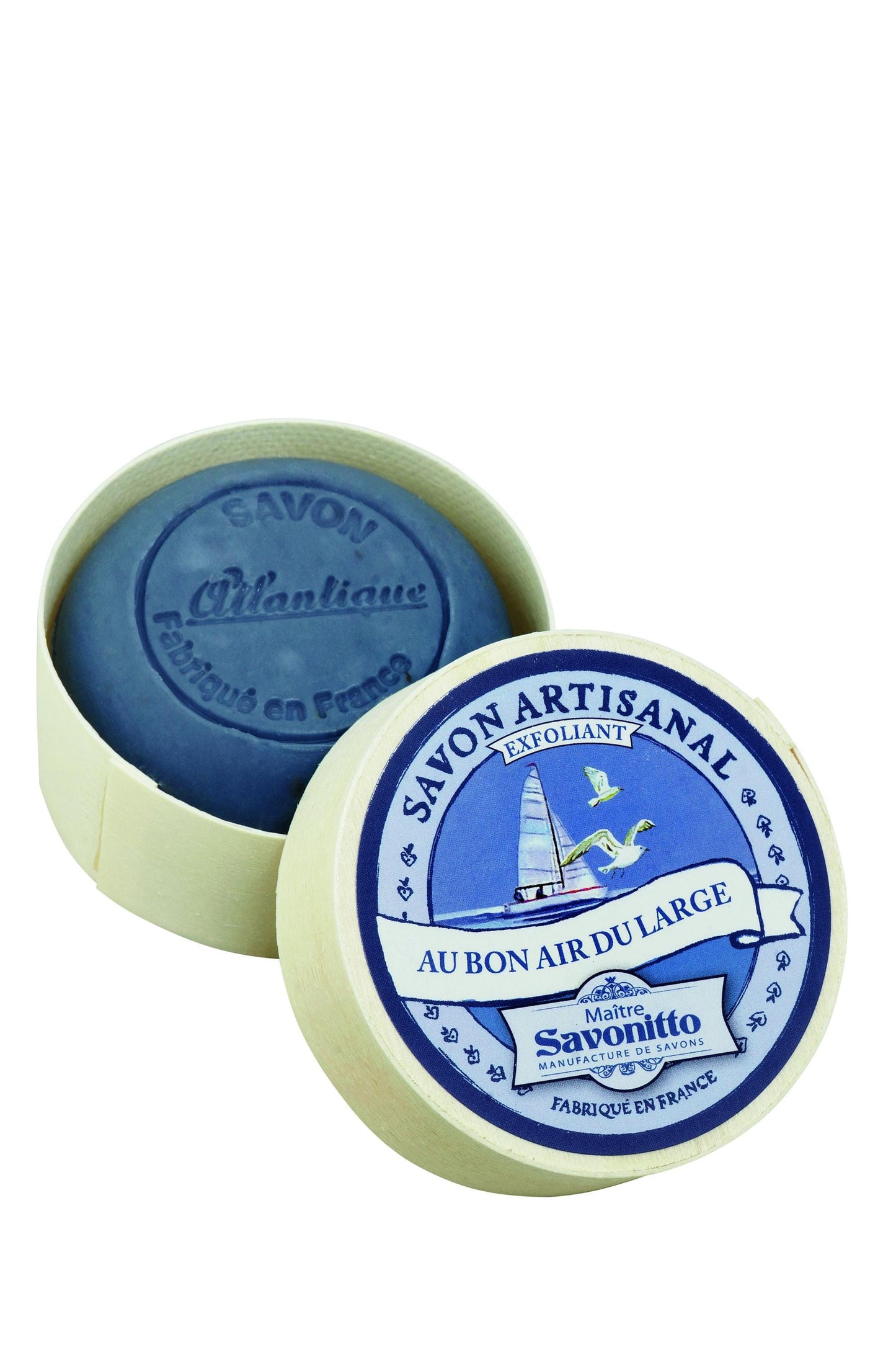 Round soap made in France in beautiful wooden box (Myrrh Amber)