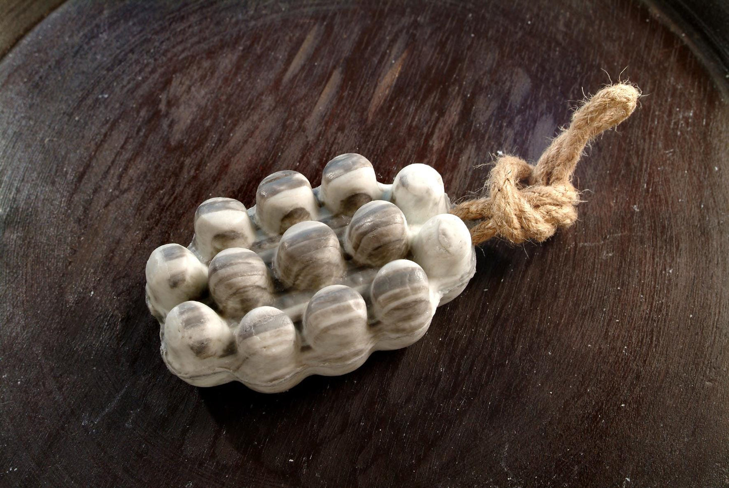Natural Massage Soap Made in France With Massage Nubs and Hanging Rope Argan Grapeseed Honey Orange Blossom Amber