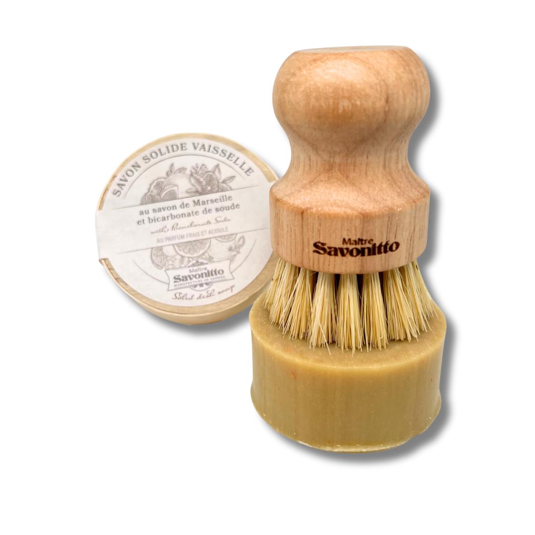 Eco-Friendly Made in France Beechwood Pan Brush with Natural Sisal Bristles β Sustainable Kitchen Cleaning Tool Plastic Free