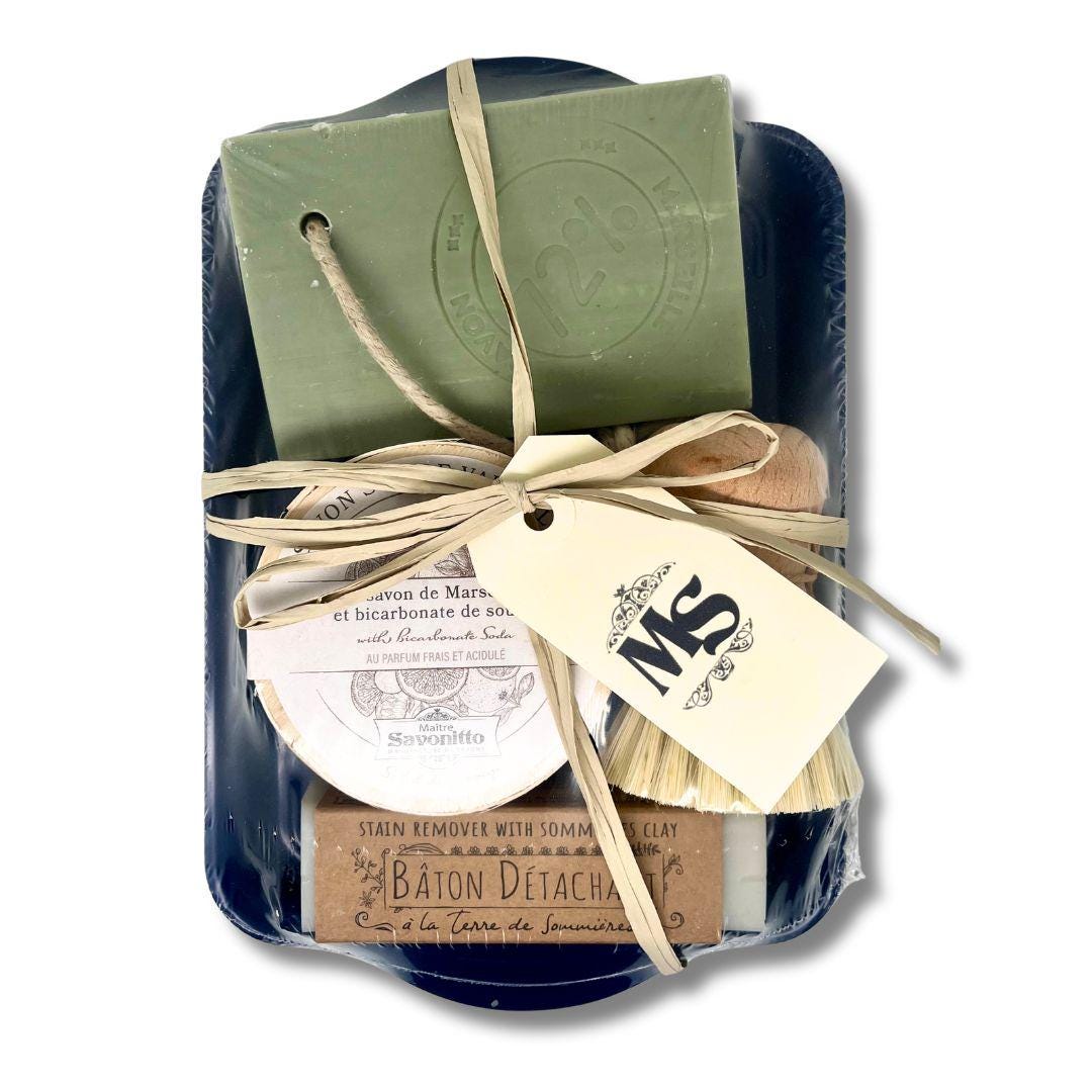Provence French Eco-Friendly Home Cleaning Set Made in France Dish Soap Cleaning Brush Stain Remover Marseille Soap Gift set