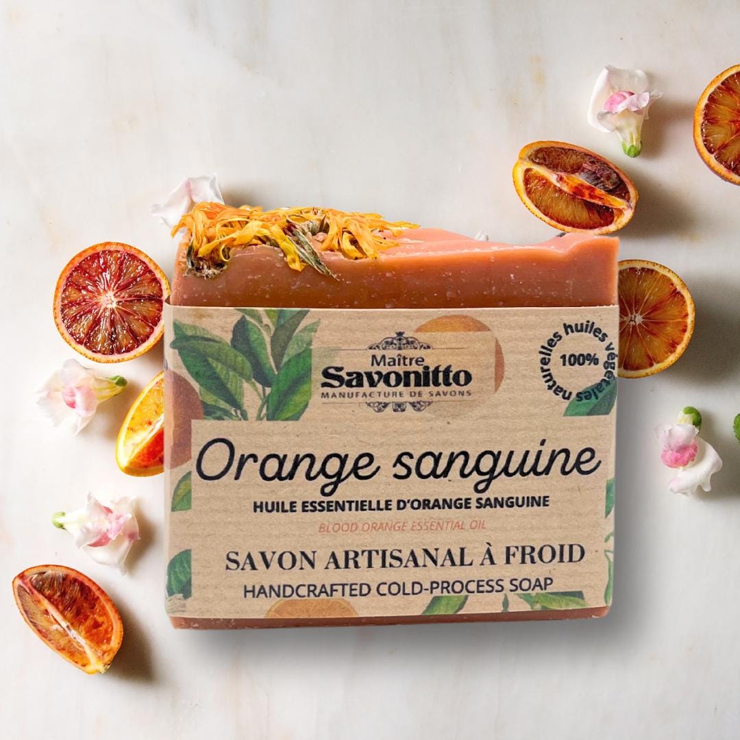 All Natural Cold-Processed Soap Made in France Lavender Blood Orange Rosewood Shea Butter Coconut Oil Rapeseed Oil