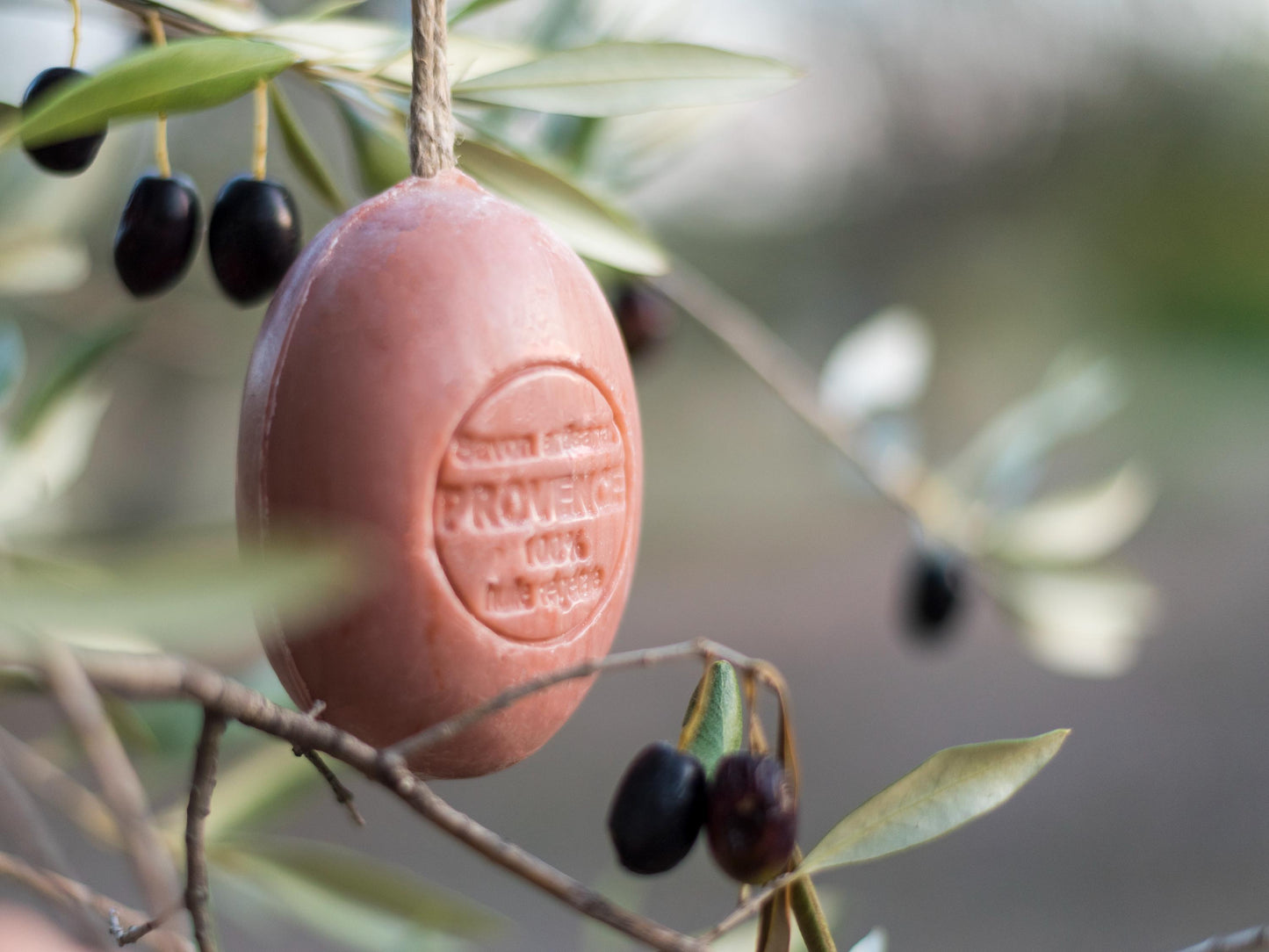 Natural French Soap with Hanging Rope Oval Soap Bar Almond oil natural extracts hypoallergenic charcoal yuzu ginger lavender wellbeing