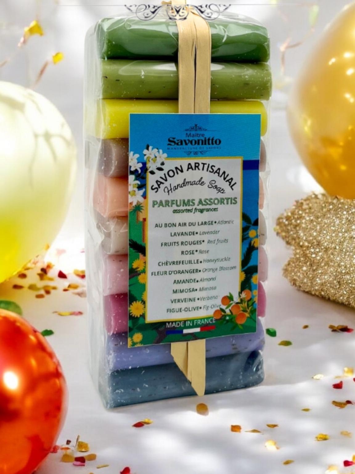 French Handmade Soap Gift Sachet Colorful Rainbow with Amazing Fragrances