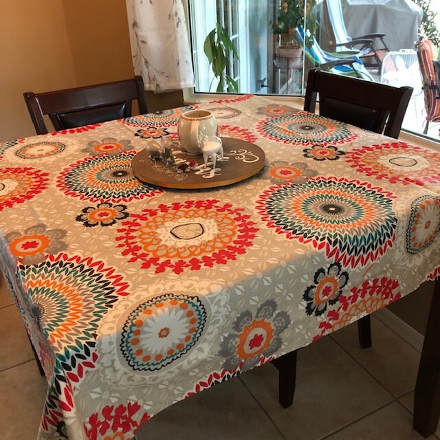 Square 61" Coated Tablecloth- Funky Red
