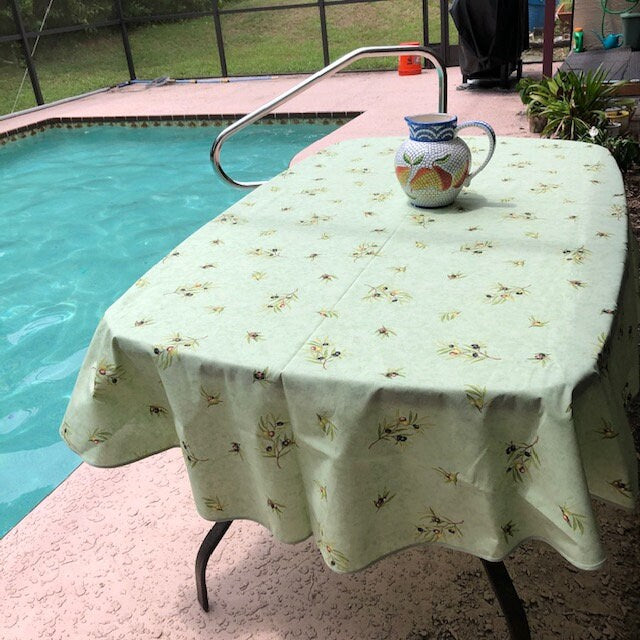 Oval 78" or 98'' Tablecloth - Clos des Oliviers Green All Over