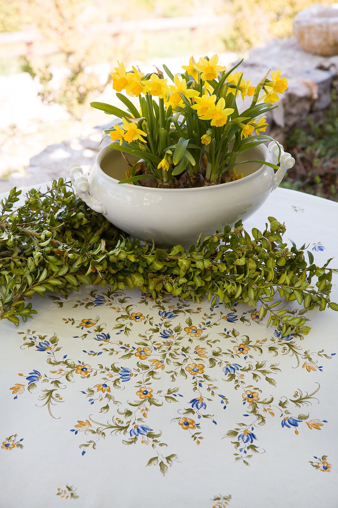 Square 69" Coated Tablecloth - Moustiers Blue