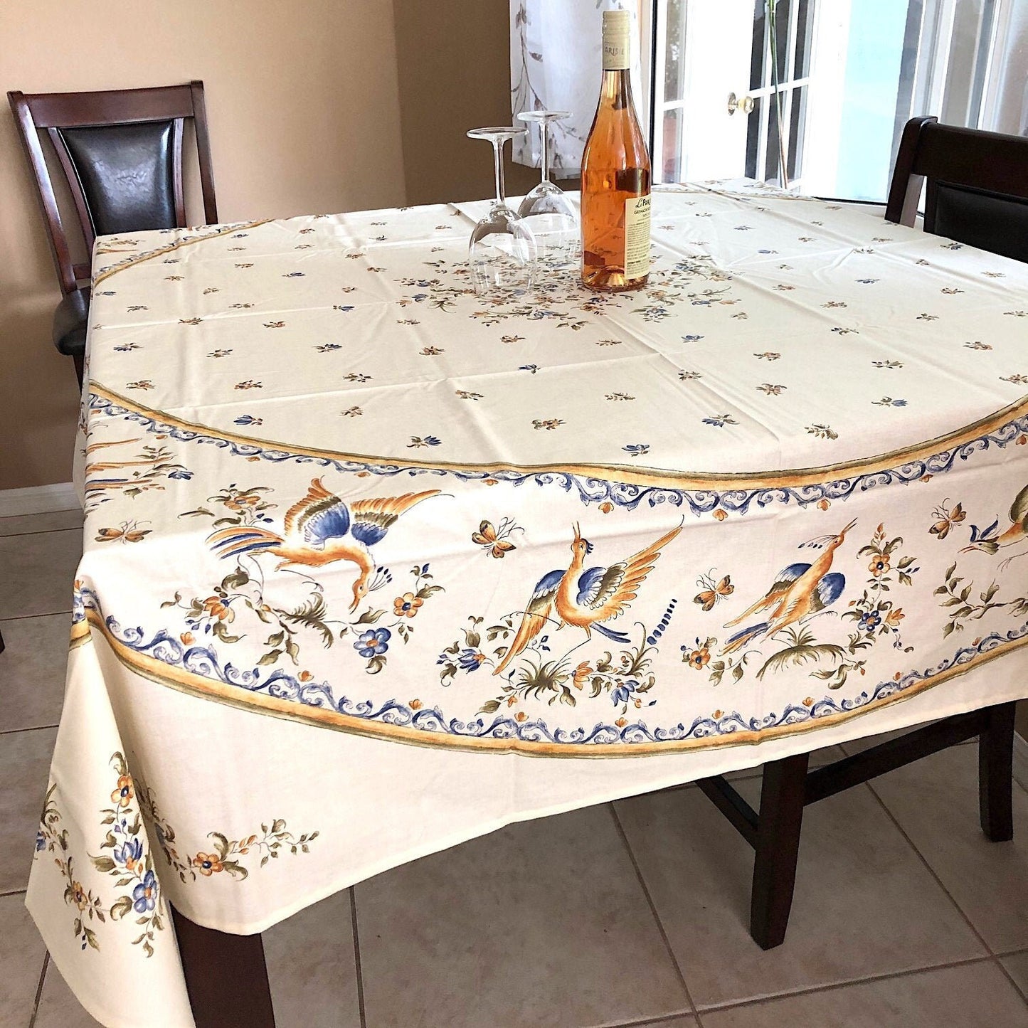 Square 69" Coated Tablecloth - Moustiers Blue