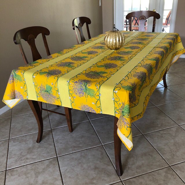 Rectangular 137" Tablecloth - Lavender Bouquet Yellow