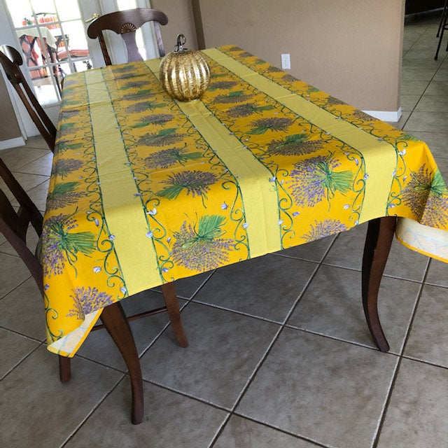 Rectangular 137" Tablecloth - Lavender Bouquet Yellow