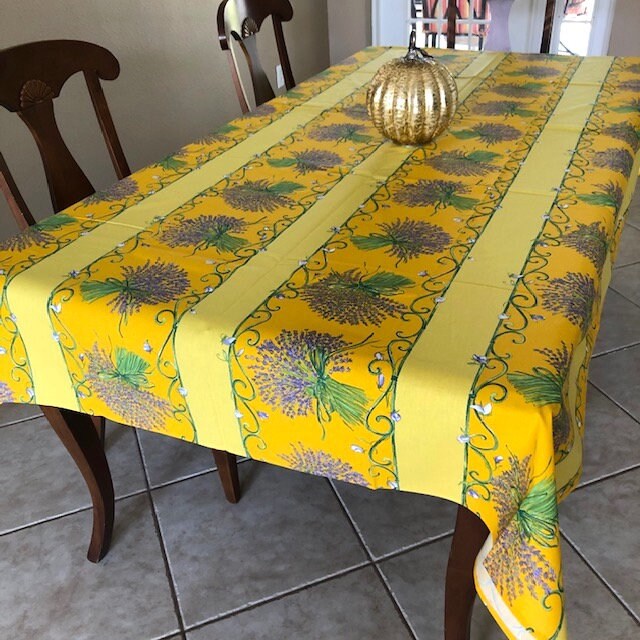 Rectangular 137" Tablecloth - Lavender Bouquet Yellow