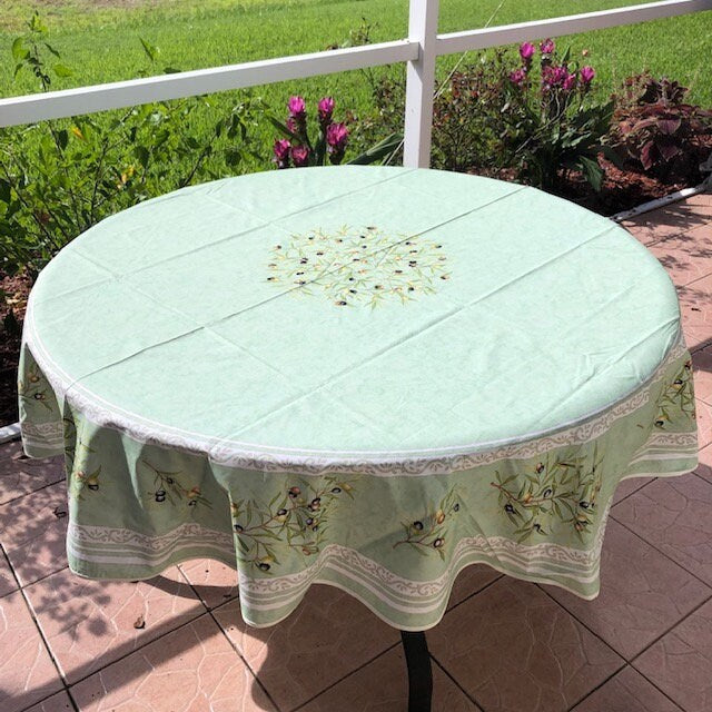 Round 70" Tablecloth - Clos des Oliviers Green