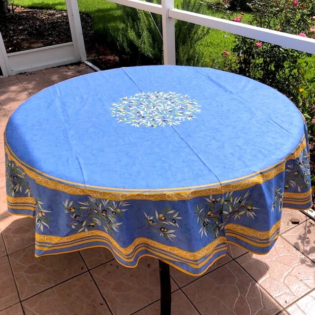 Round 70" Tablecloth - Clos des Oliviers Blue
