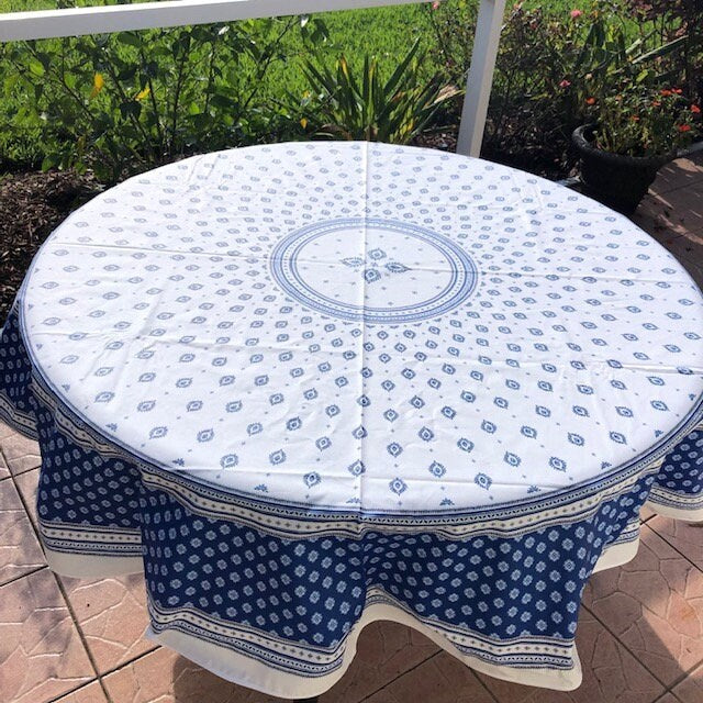 Round 70" Tablecloth - Sormiou Blue