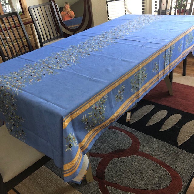 Rectangular 47, 78", 98" or 137" Tablecloth - Clos des Oliviers Blue