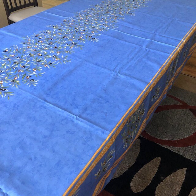 Rectangular 47, 78", 98" or 137" Tablecloth - Clos des Oliviers Blue