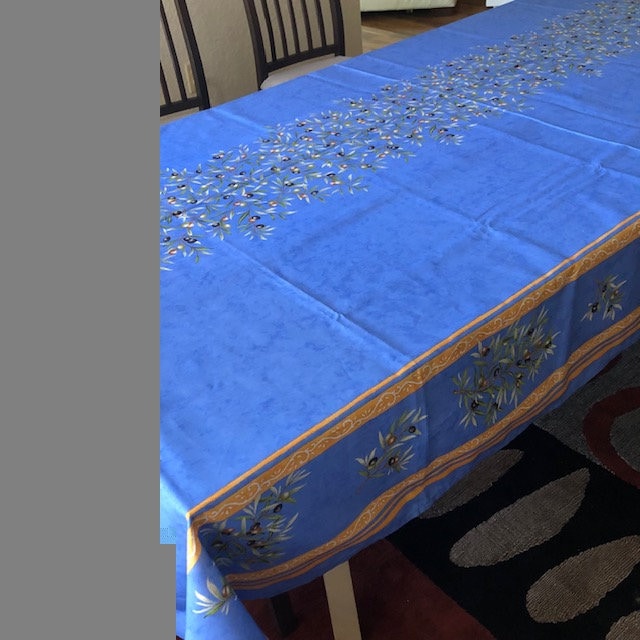 Rectangular 47, 78", 98" or 137" Tablecloth - Clos des Oliviers Blue