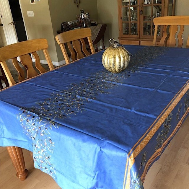 Rectangular 47, 78", 98" or 137" Tablecloth - Clos des Oliviers Blue