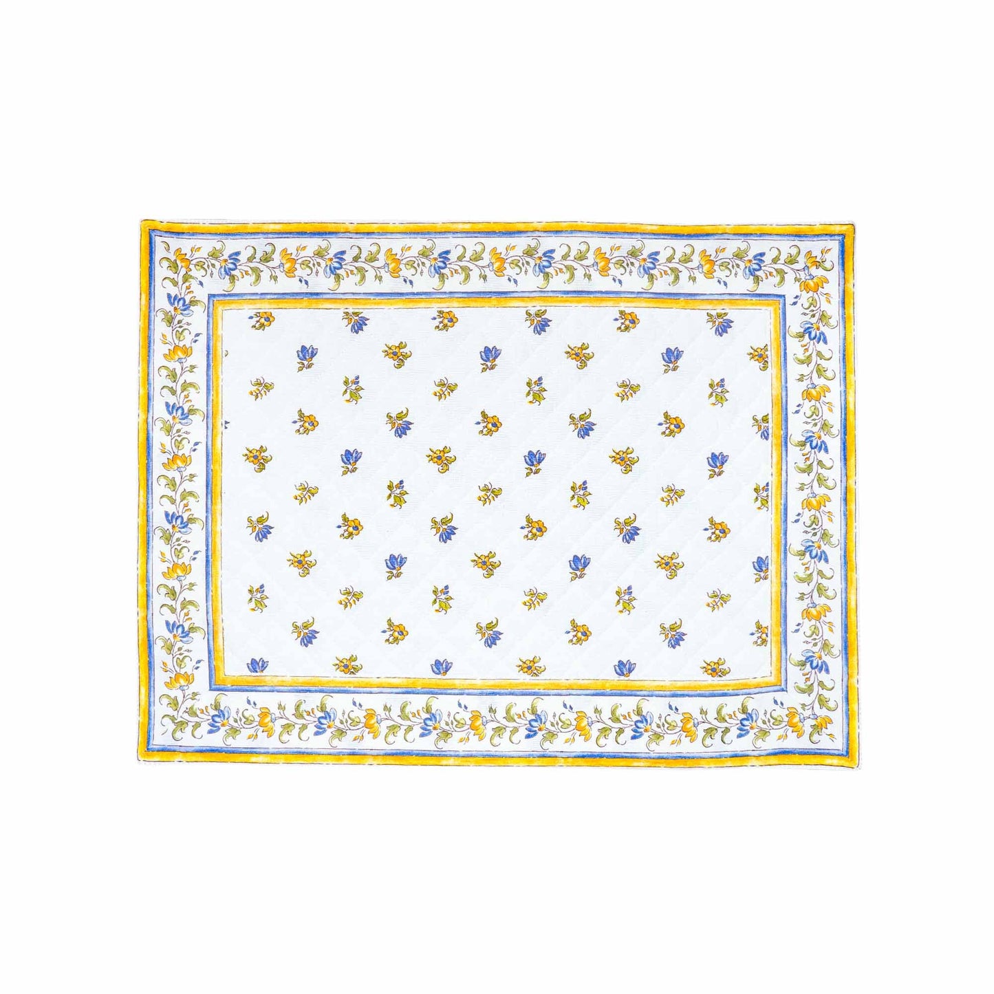 Rectangular Quilted Placemats - Moustiers Blue