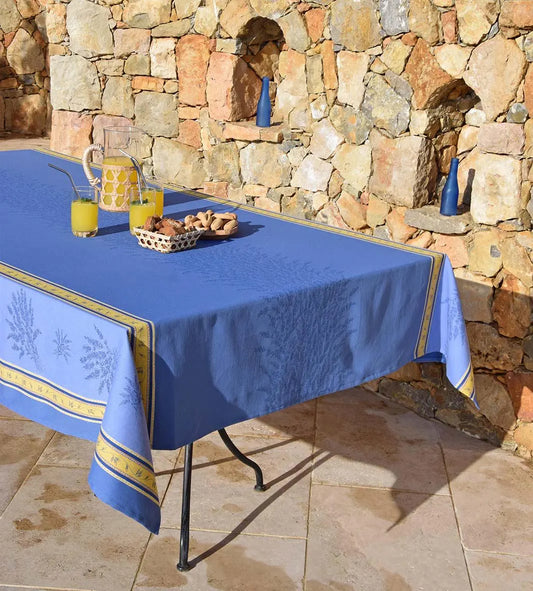 Rectangular 78'' or 98" France Jacquard Provence tablecloth "Senanque" lavender water repellent