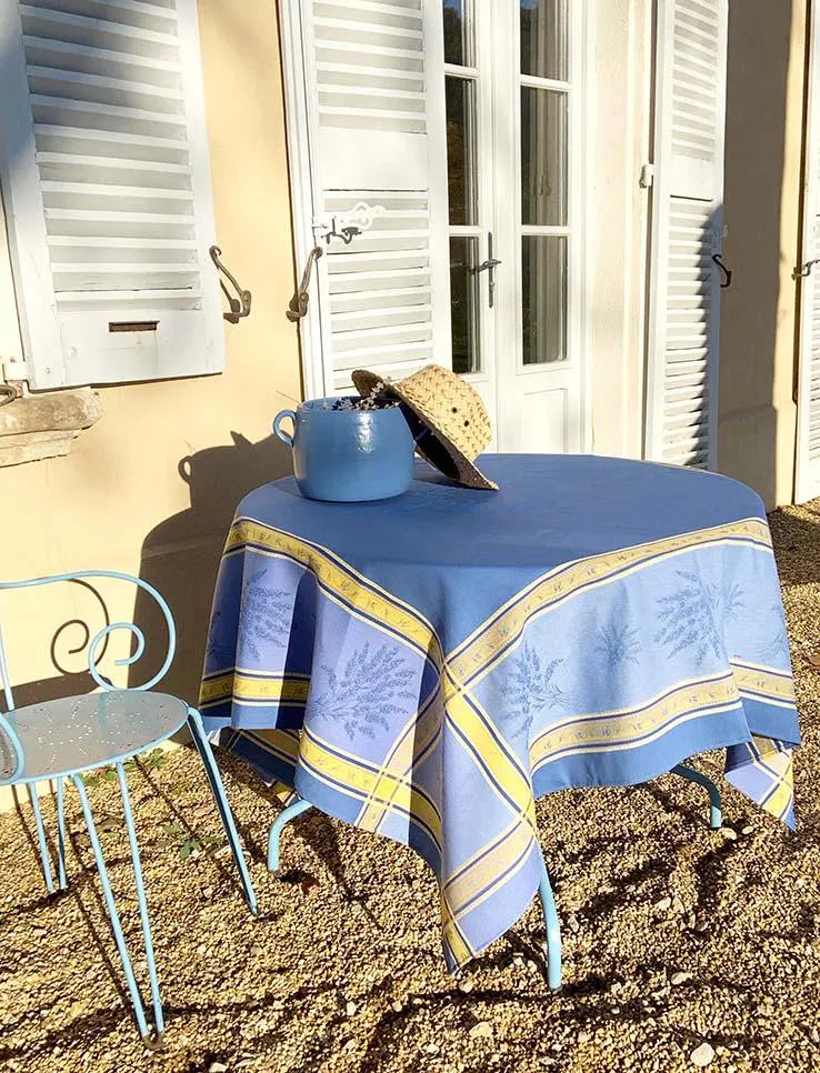 Rectangular 78'' or 98" France Jacquard Provence tablecloth "Senanque" lavender water repellent