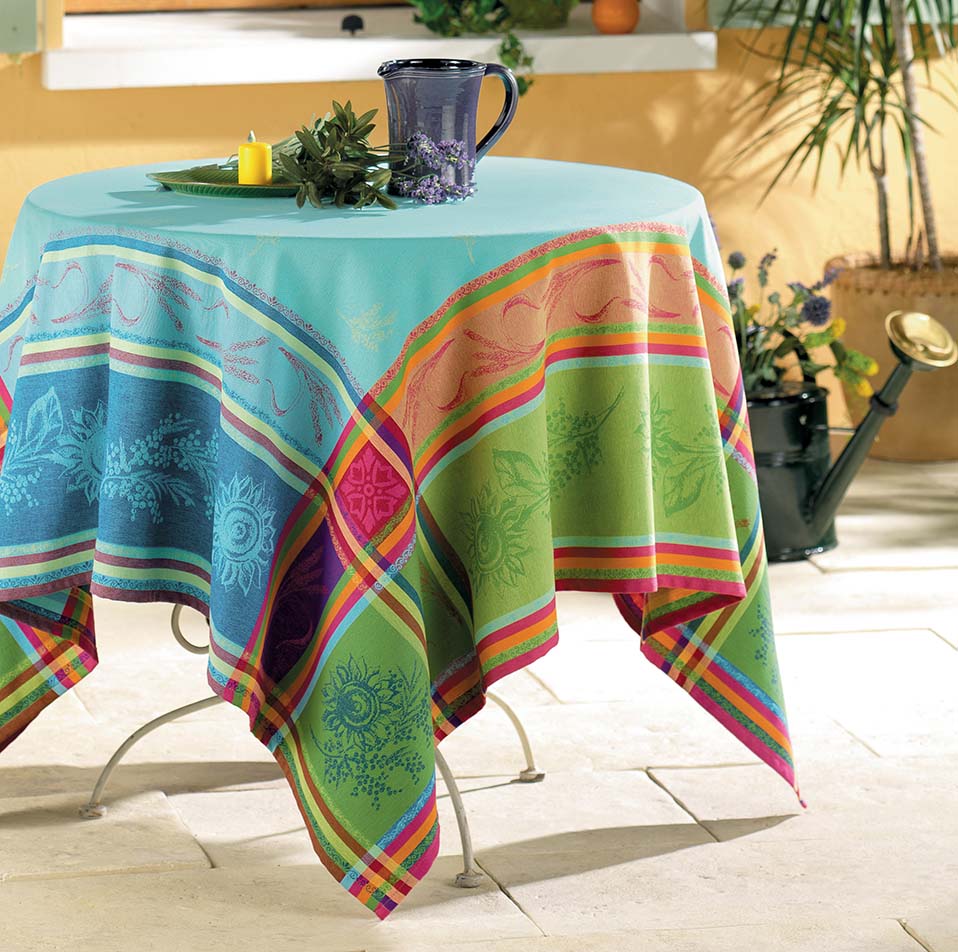 Rectangular 78'' or 98" France Jacquard Provence tablecloth "Cezanne" vibrant colors water repellent