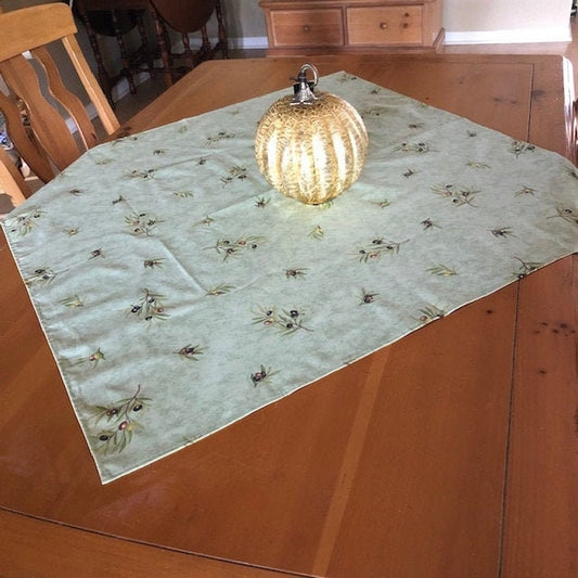Square 40" France Provence tablecloth cotton Green Almond from France