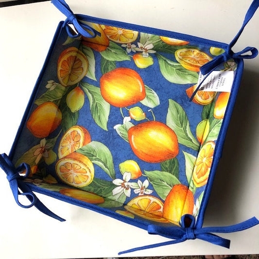 Provence French basket coated cotton kitchen decor table accessories blue with lemon