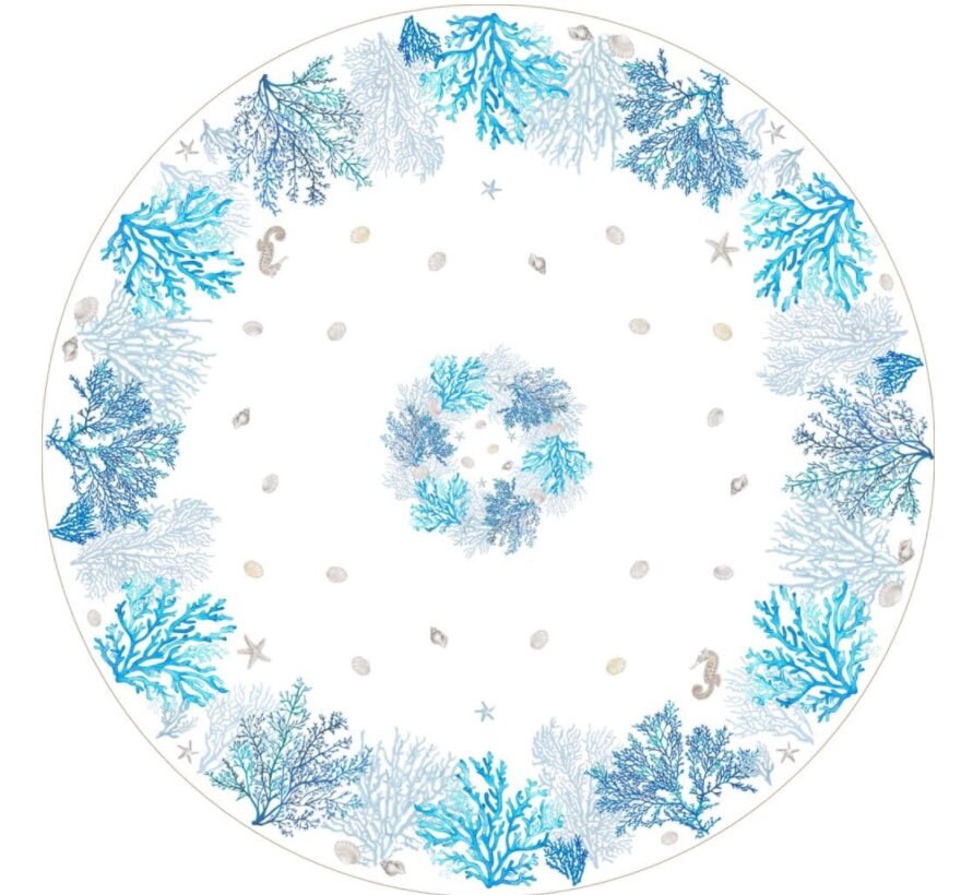 Round 90" coated or cotton France Provence tablecloth Lagon pattern