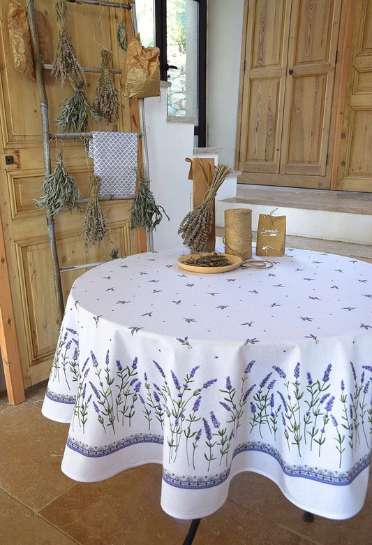 Round Tablecloth 70" Coated French Provence Lavender Pattern