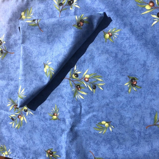 Set of Provence Napkins cotton blue with olive "clos des oliviers"
