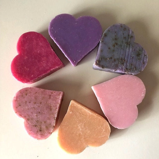 Heart Soaps of Marseille: Rose, Lavender, Jasmine, Crushed Lavender, Made in France