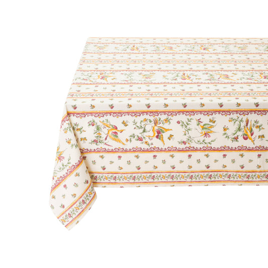 French Provence Tablecloth Moustiers Dark Pink Pattern, Coated or Cotton, 60" x 47"