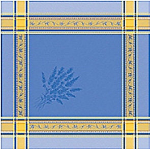 Set of Provence France Napkins "Senanque" jacquard woven blue yellow lavender pattern