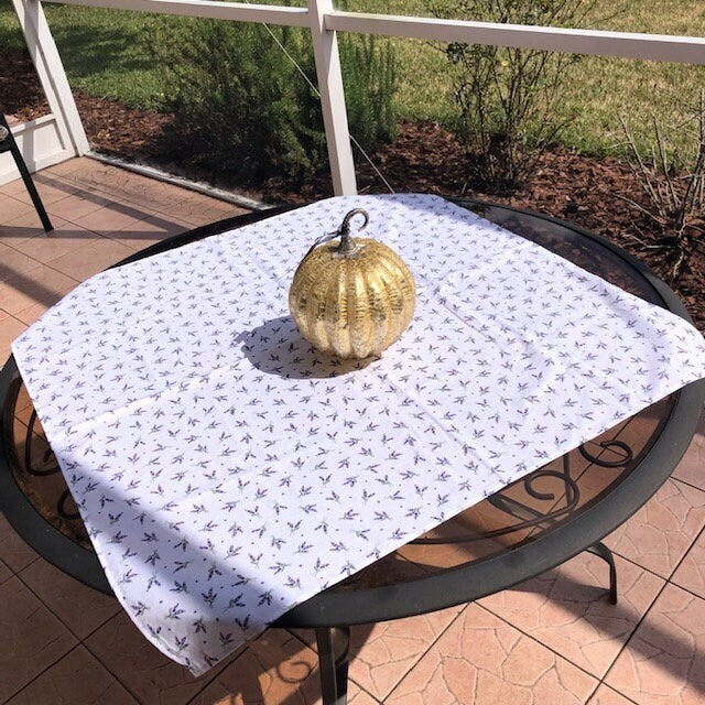 Square 40" Provence tablecloth cotton Lavander bouquet pattern from France