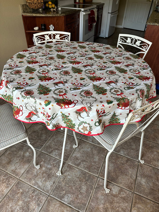 Round 61" cotton French Provence tablecloth Christmas pattern