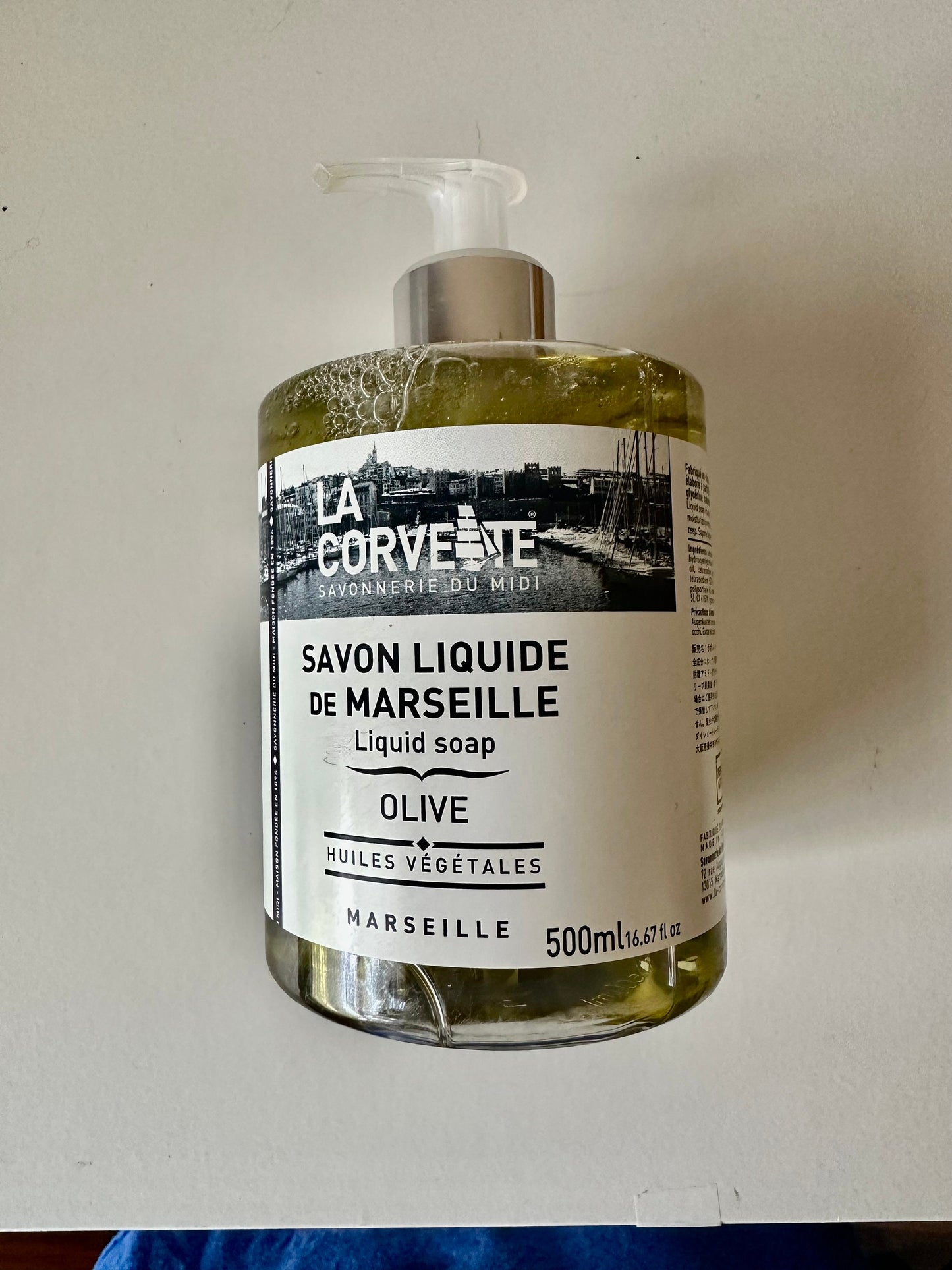 Liquid soap of Marseille Lavender, Olive or Verbena scents with pump