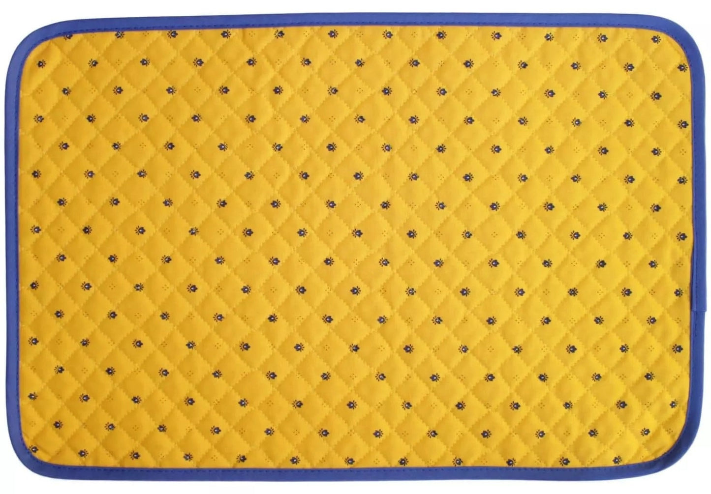 Coated Rectangular Placemats Traditional Provence Pattern Yellow/Blue quilted cotton from France
