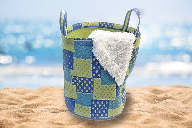 French Handmade Tote Bag Stylish Beach Bag Made in France Quilted Blue Green Pink Orange Blue White Red